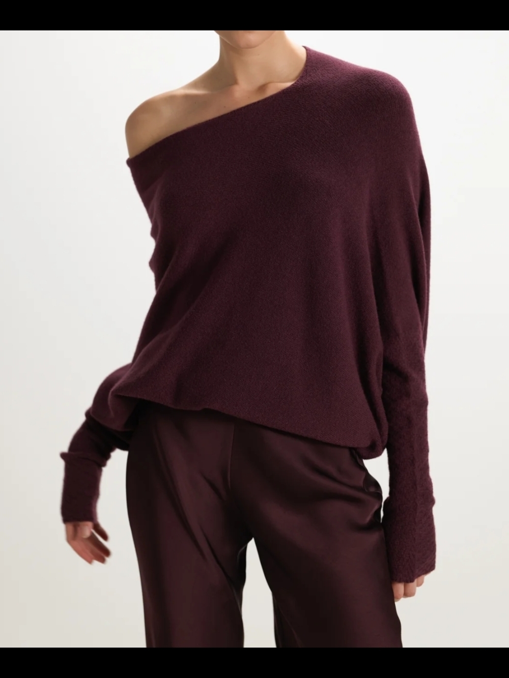 Off-the-Shoulder Sweater in Deep Plum